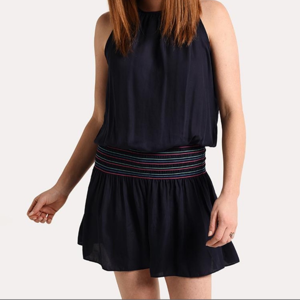 DO+BE mini dress with smocked waist and button back